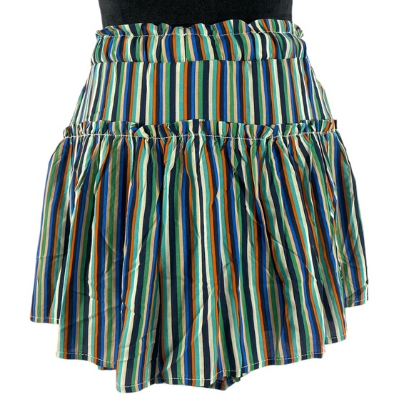 OliviaCeous Vibrant Rainbow Striped Ruffle Skorts, shorts,Mini, Large,New - Picture 2 of 7